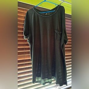 Torrid olive green shirt with beads on pocket. Size 6x